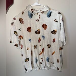 Jane + Delancey Seashell Print Button-Up Shirt